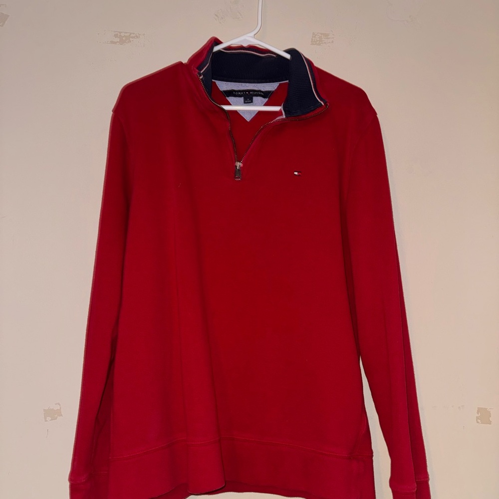 Tommy Hilfiger Red Quarter-Zip Sweater